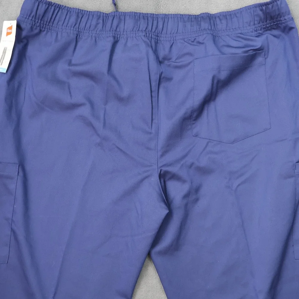 Hanes Scrub Pants Mens 2X Blue New Comfort Fit Straight Leg Cargo Drawstring
